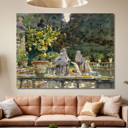 Villa Di Marlia Lucca A Fountain John Singer Sargent jss367 quadro stampato su tela