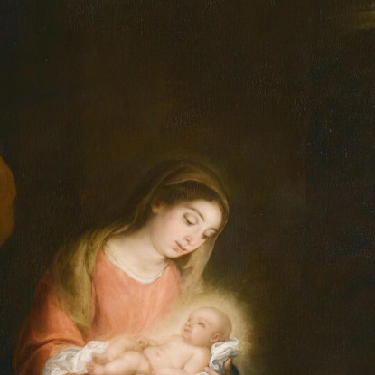 Una Scena Notturna Con La Natività E L'Annunciazione Ai Pastori Sullo Sfondo Bartolomé Estebán Murillo bem2 quadro stampato su