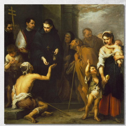 La Carità Di San Tommaso Di Villanova Bartolomé Estebán Murillo bem27 quadro stampato su tela