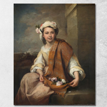 La Ragazza Dei Fiori Bartolomé Estebán Murillo bem32 quadro stampato su tela