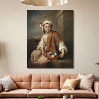 La Ragazza Dei Fiori Bartolomé Estebán Murillo bem32 quadro stampato su tela