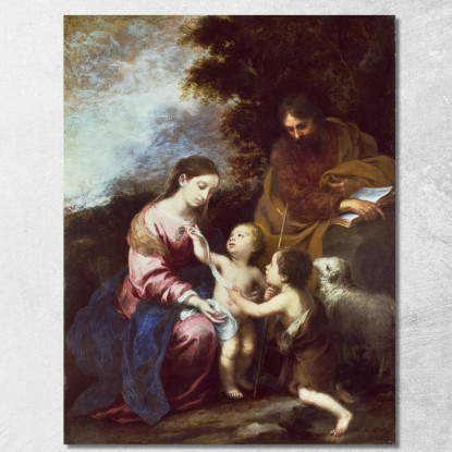 La Sacra Famiglia Con Il Piccolo Battista Bartolomé Estebán Murillo bem35 quadro stampato su tela