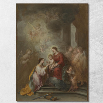 Le Nozze Mistiche Di Santa Caterina Bartolomé Estebán Murillo bem38 quadro stampato su tela
