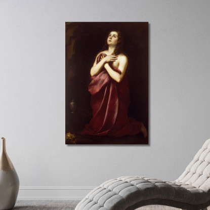 Maddalena Penitente Bartolomé Estebán Murillo bem40 quadro stampato su tela