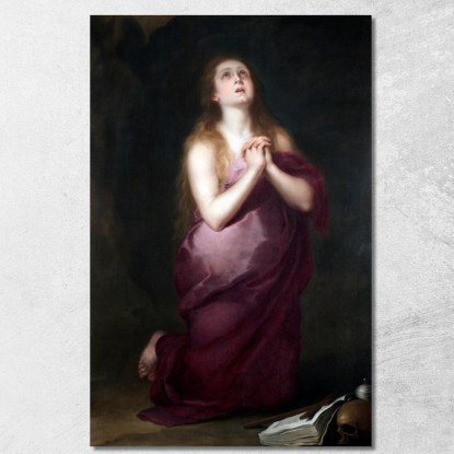 Maddalena Penitente Bartolomé Estebán Murillo bem41 quadro stampato su tela