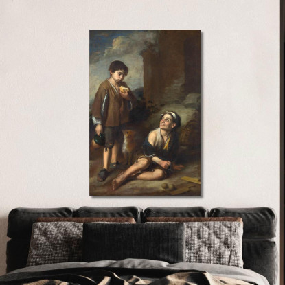 Due Ragazzi Contadini Bartolomé Estebán Murillo bem54 quadro stampato su tela