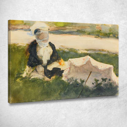 Donna Con L'Ombrellone John Singer Sargent jss375 quadro stampato su tela