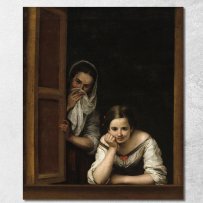 Due Donne Alla Finestra Bartolomé Estebán Murillo bem55 quadro stampato su tela