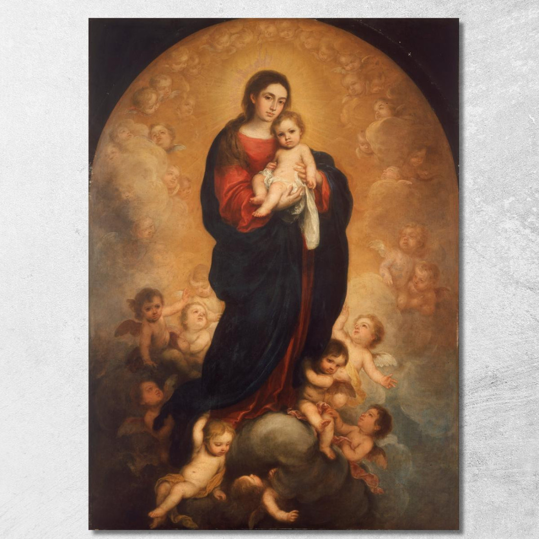 Vergine E Bambino In Gloria Bartolomé Estebán Murillo bem56 quadro stampato su tela