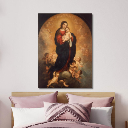 Vergine E Bambino In Gloria Bartolomé Estebán Murillo bem56 quadro stampato su tela