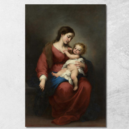 Vergine E Bambino Bartolomé Estebán Murillo bem57 quadro stampato su tela