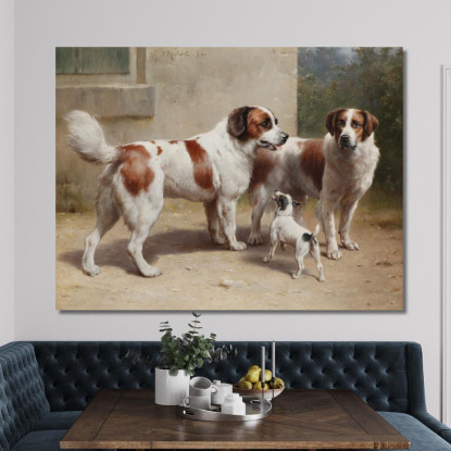 Tre Cani Carl Reichert crc21 quadro stampato su tela