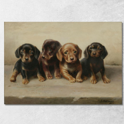 Quattro Cuccioli Di Bassotto Carl Reichert crc24 quadro stampato su tela
