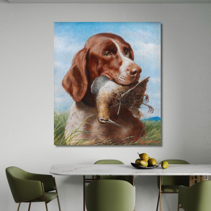 Cane Da Caccia Con Beccaccia Carl Reichert crc29 quadro stampato su tela