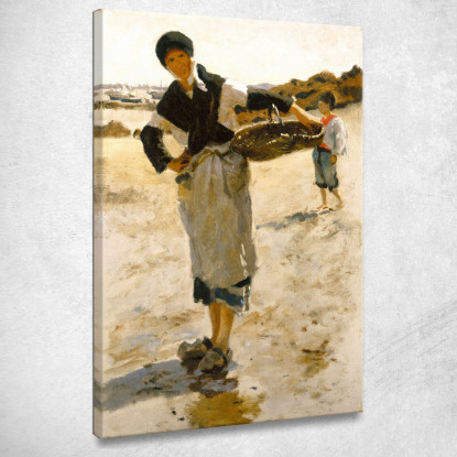Donna Bretone Con Cesto 2 John Singer Sargent jss380 quadro stampato su tela