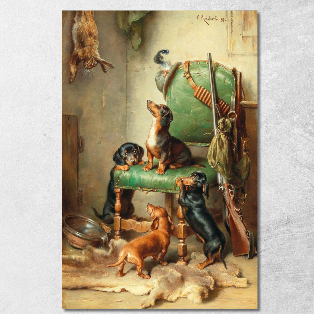 Ancora Non Addestrato Alla Caccia Alla Lepre Carl Reichert crc41 quadro stampato su tela