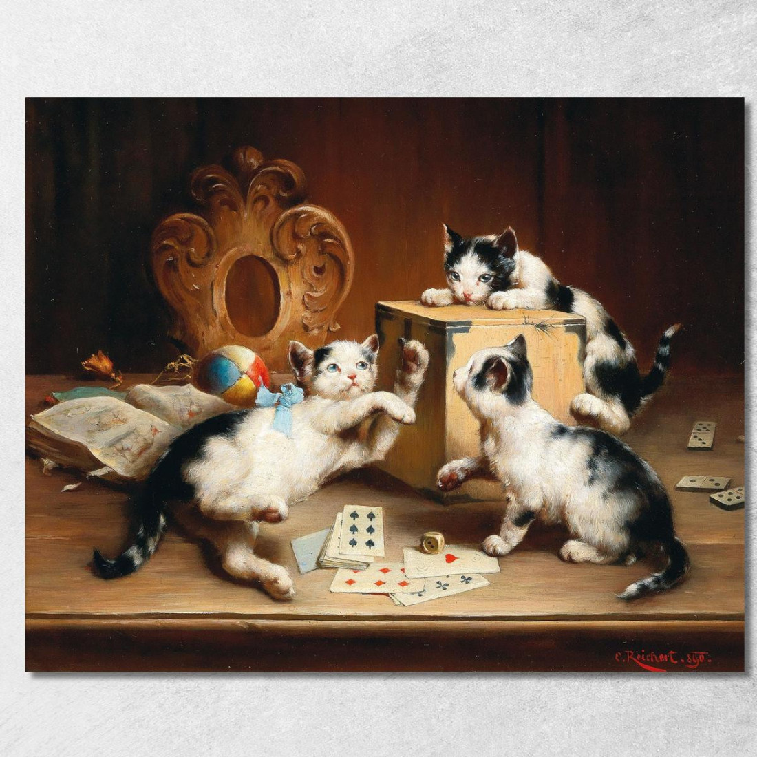 Gattini Giocherelloni Carl Reichert crc42 quadro stampato su tela