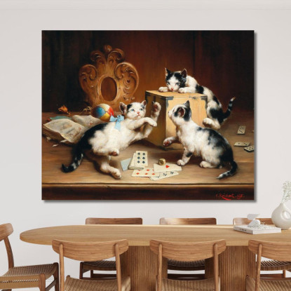 Gattini Giocherelloni Carl Reichert crc42 quadro stampato su tela