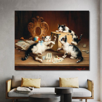 Gattini Giocherelloni Carl Reichert crc42 quadro stampato su tela