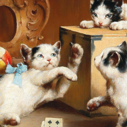 Gattini Giocherelloni Carl Reichert crc42 quadro stampato su tela