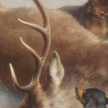 Segugi Da Sangue Con Cervo Abbattuto Carl Reichert crc49 quadro stampato su tela