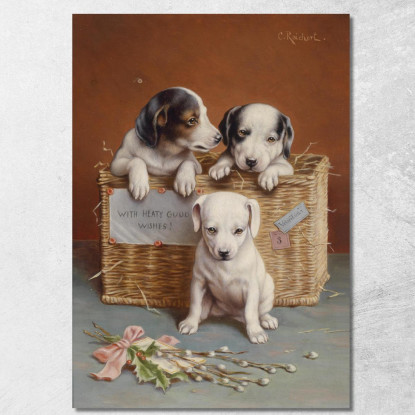 Con Calorosi Auguri Carl Reichert crc58 quadro stampato su tela