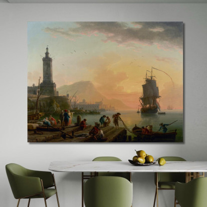 Una Calma In Un Porto Mediterraneo Claude-Joseph Vernet cjv1 quadro stampato su tela