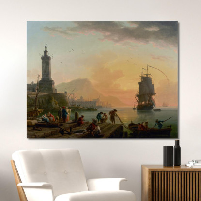 Una Calma In Un Porto Mediterraneo Claude-Joseph Vernet cjv1 quadro stampato su tela