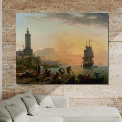 Una Calma In Un Porto Mediterraneo Claude-Joseph Vernet cjv1 quadro stampato su tela