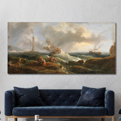 Una Scena Costiera Claude-Joseph Vernet cjv2 quadro stampato su tela