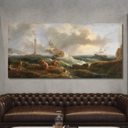 Una Scena Costiera Claude-Joseph Vernet cjv2 quadro stampato su tela