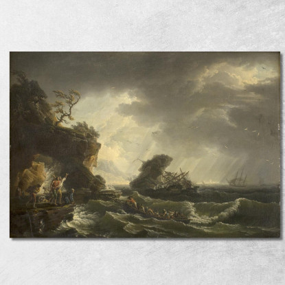 Un Naufragio 2 Claude-Joseph Vernet cjv8 quadro stampato su tela