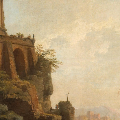 Paesaggio Immaginario - Scena Di Un Porto Italiano Claude-Joseph Vernet cjv18 quadro stampato su tela