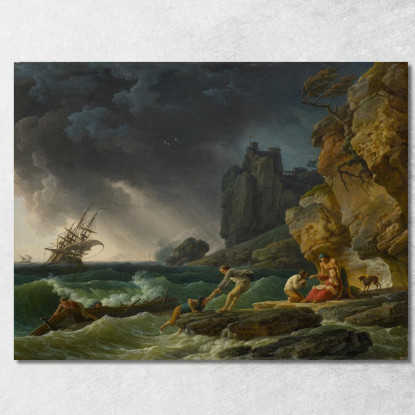 Mare In Tempesta Con Naufraghi Claude-Joseph Vernet cjv27 quadro stampato su tela