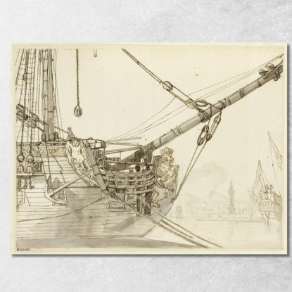 Studio Della Prua Di Una Nave Da Guerra Con Navi Britanniche E Il Porto Di Napoli Sullo Sfondo Claude-Joseph Vernet cjv28 quadr