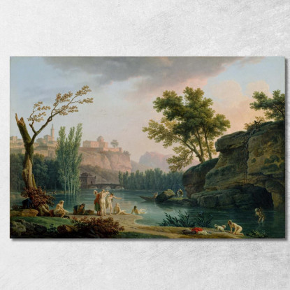 Paesaggio Di Una Sera D'Estate In Italia Claude-Joseph Vernet cjv29 quadro stampato su tela