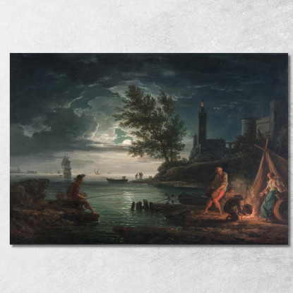 Le Quattro Ore Del Giorno - Notte Claude-Joseph Vernet cjv35 quadro stampato su tela
