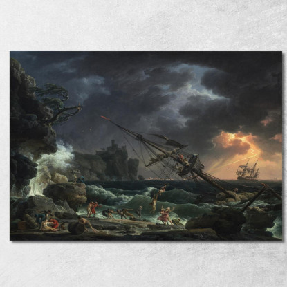 Il Naufragio Claude-Joseph Vernet cjv37 quadro stampato su tela