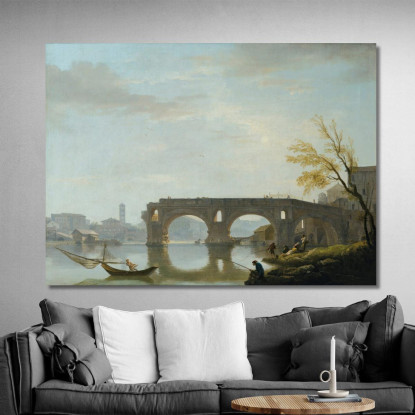 Veduta Del Ponte Rotto A Roma Claude-Joseph Vernet cjv41 quadro stampato su tela