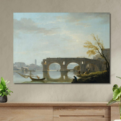 Veduta Del Ponte Rotto A Roma Claude-Joseph Vernet cjv41 quadro stampato su tela