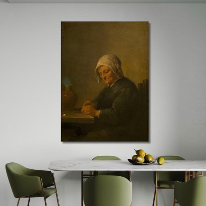 Un’Anziana Che Taglia Il Tabacco David Teniers The Younger dty25 quadro stampato su tela