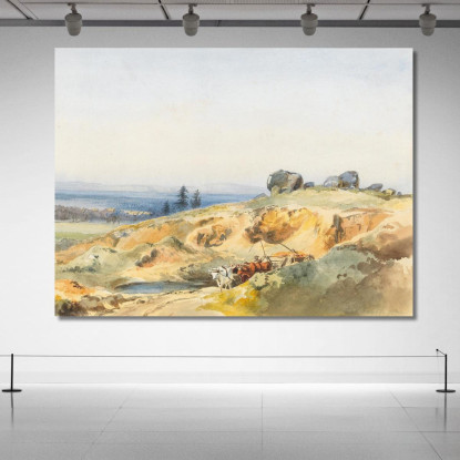 Un Paesaggio Con Un Sentiero Stretto E Un Carro Trainato Da Buoi Edward Theodore Compton etc1 quadro stampato su tela