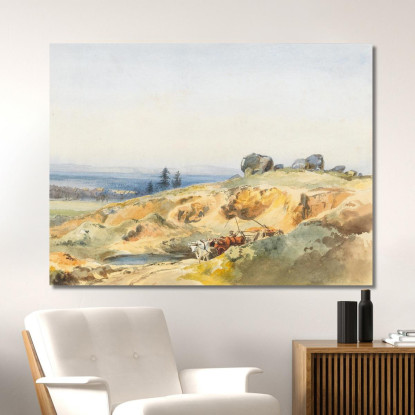 Un Paesaggio Con Un Sentiero Stretto E Un Carro Trainato Da Buoi Edward Theodore Compton etc1 quadro stampato su tela