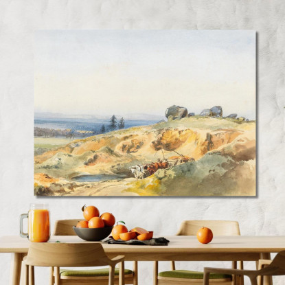 Un Paesaggio Con Un Sentiero Stretto E Un Carro Trainato Da Buoi Edward Theodore Compton etc1 quadro stampato su tela