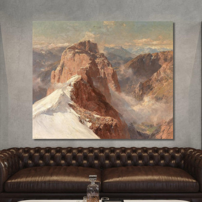 Una Vista Del Crozzon Di Brenta Dalla Cima Tosa Con Il Pilastro Dei Francesi Edward Theodore Compton etc3 quadro stampato su te