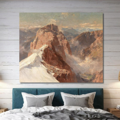 Una Vista Del Crozzon Di Brenta Dalla Cima Tosa Con Il Pilastro Dei Francesi Edward Theodore Compton etc3 quadro stampato su te