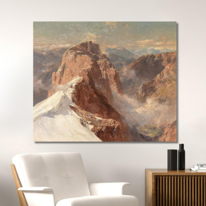 Una Vista Del Crozzon Di Brenta Dalla Cima Tosa Con Il Pilastro Dei Francesi Edward Theodore Compton etc3 quadro stampato su te