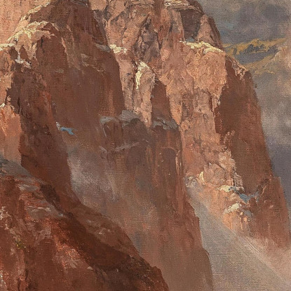 Una Vista Del Crozzon Di Brenta Dalla Cima Tosa Con Il Pilastro Dei Francesi Edward Theodore Compton etc3 quadro stampato su te