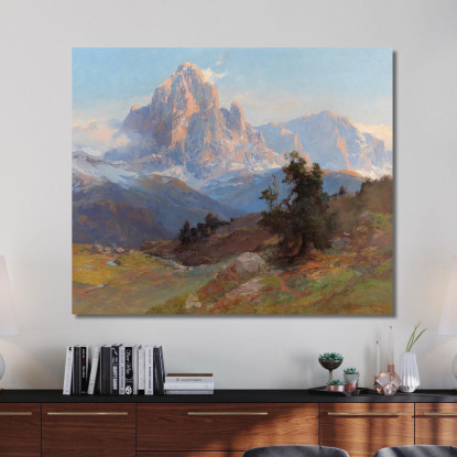 Una Vista Del Monte Sassolungo Edward Theodore Compton etc4 quadro stampato su tela
