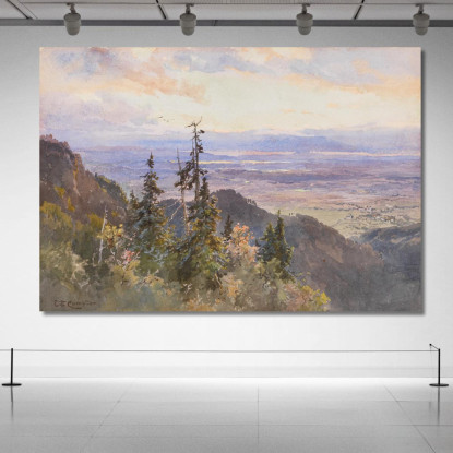 Sulla Benediktenwand Vista Su Schlehdorf E Il Kochelsee Edward Theodore Compton etc8 quadro stampato su tela